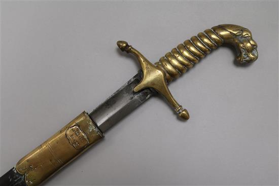 A Victorian brass hilted Midshipmans sword, by Herbert & Co of London, overall 62.5cm